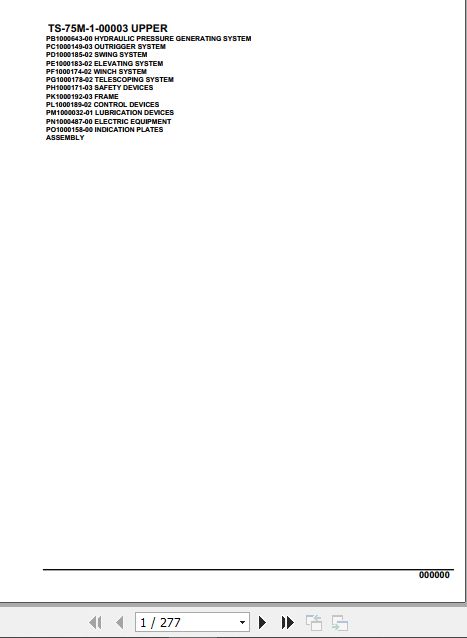Tadano Telescopic Truck Crane TS 75M 1 00003 Upper Parts Catalog 1