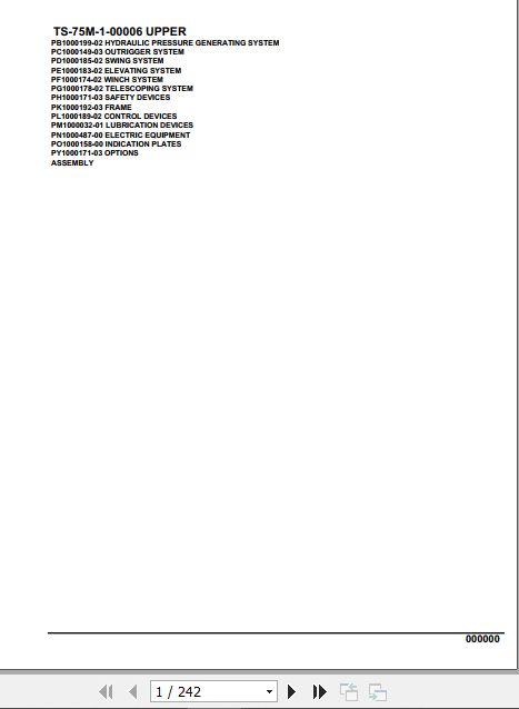 Tadano Telescopic Truck Crane TS 75M 1 00006 Upper Parts Catalog 1