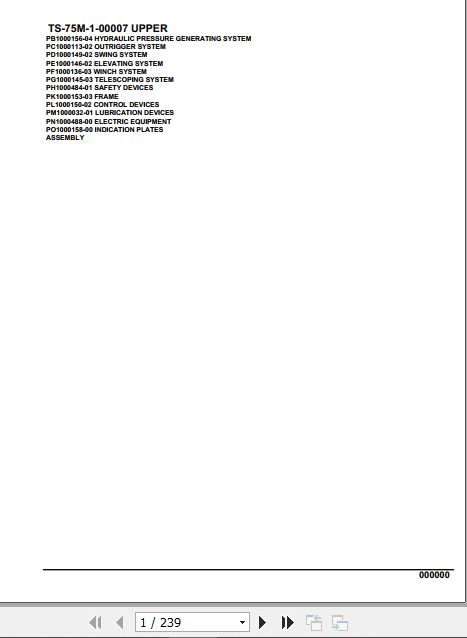 Tadano Telescopic Truck Crane TS 75M 1 00007 Upper Parts Catalog 1