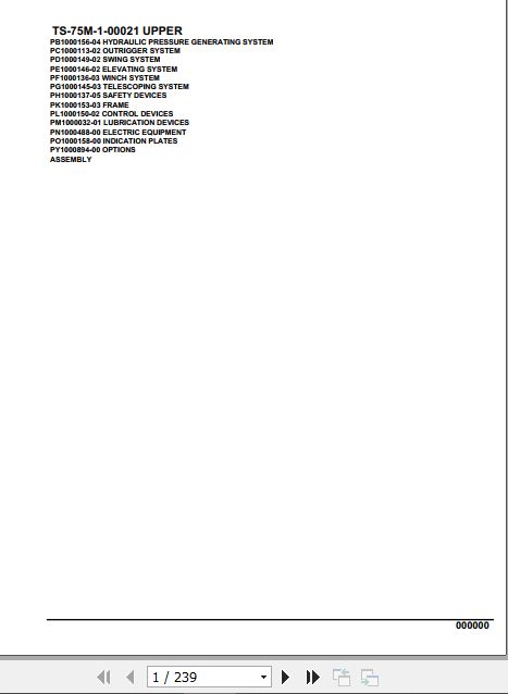 Tadano Telescopic Truck Crane TS 75M 1 00021 Upper Parts Catalog 1