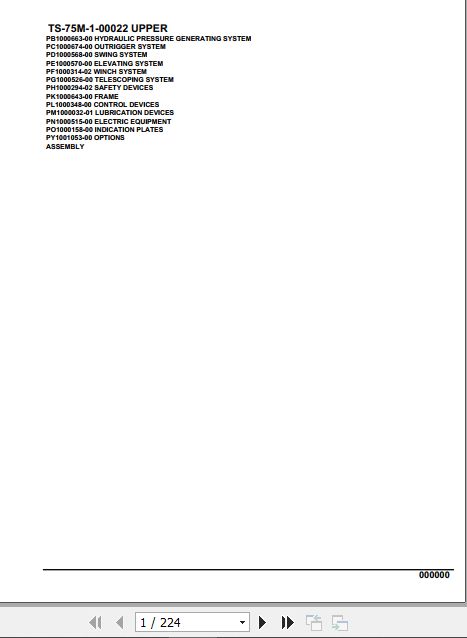 Tadano Telescopic Truck Crane TS 75M 1 00022 Upper Parts Catalog 1