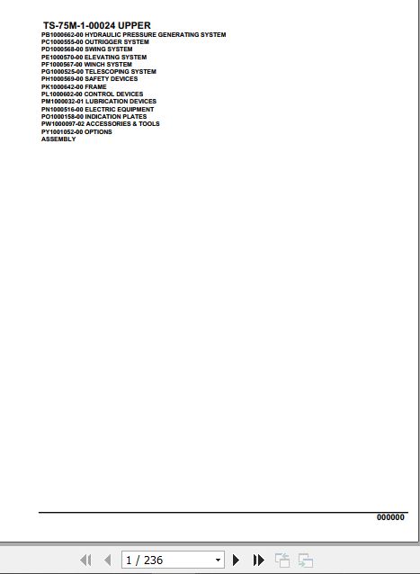 Tadano Telescopic Truck Crane TS 75M 1 00024 Upper Parts Catalog 1