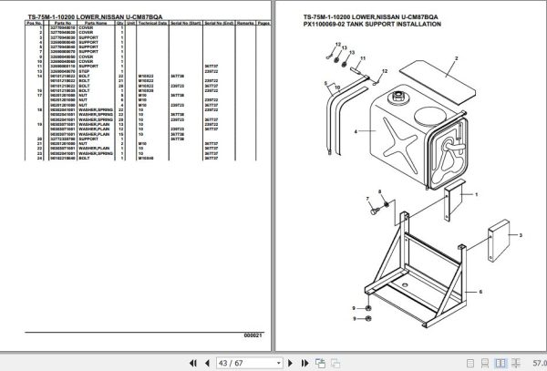 Tadano Telescopic Truck Crane TS 75M 1 10200 Lower Nissan U CM87BQA Parts Catalog 2