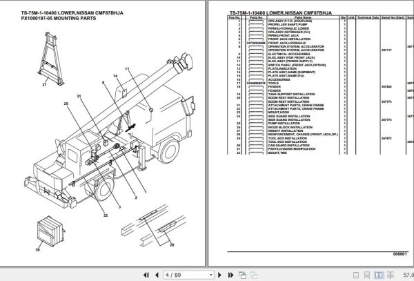Tadano Telescopic Truck Crane TS 75M 1 10400 Lower Nissan CMF87BHJA Parts Catalog 2