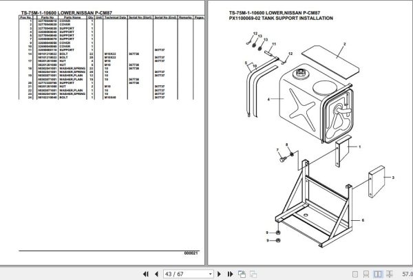 Tadano Telescopic Truck Crane TS 75M 1 10600 Lower Nissan P CM87 Parts Catalog 2