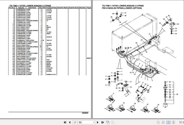Tadano Telescopic Truck Crane TS 75M 1 10700 Lower Nissan U CP88E Parts Catalog 2