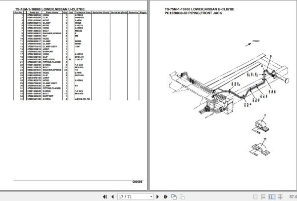 Tadano Telescopic Truck Crane TS 75M 1 10800 Lower Nissan U CL87BE Parts Catalog 2