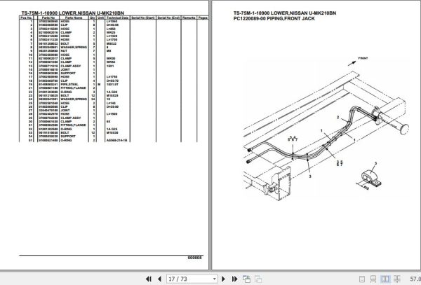 Tadano Telescopic Truck Crane TS 75M 1 10900 Lower Nissan U MK210BN Parts Catalog 2