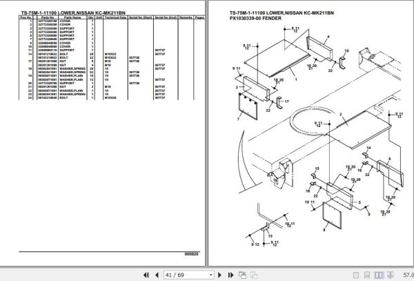Tadano Telescopic Truck Crane TS 75M 1 11100 Lower Nissan KC MK211BN Parts Catalog 2