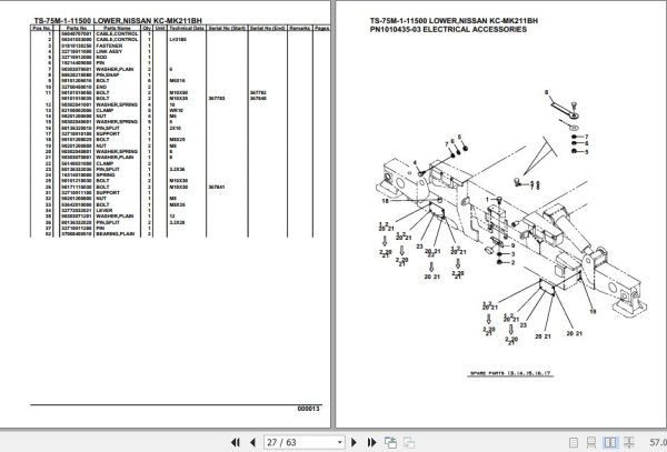 Tadano Telescopic Truck Crane TS 75M 1 11500 Lower Nissan KC MK211BH Parts Catalog 2