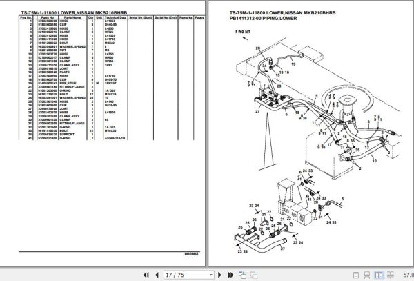 Tadano Telescopic Truck Crane TS 75M 1 11800 Lower Nissan MKB210BHRB Parts Catalog 2
