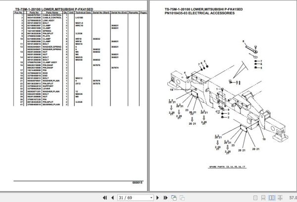 Tadano Telescopic Truck Crane TS 75M 1 20100 Lower Mitsubishi P FK415ED Parts Catalog 2