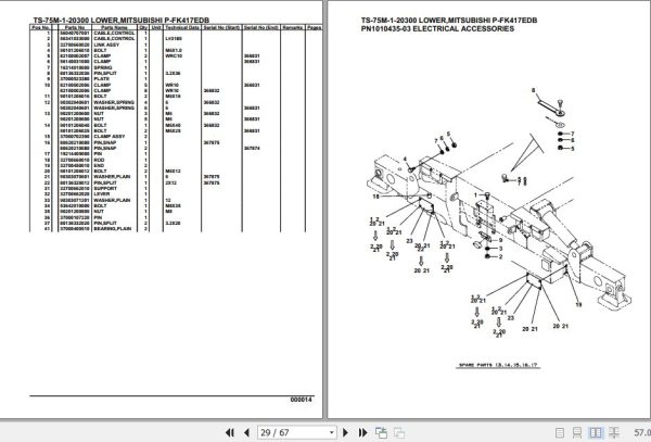 Tadano Telescopic Truck Crane TS 75M 1 20300 Lower Mitsubishi P FK417EDB Parts Catalog 2