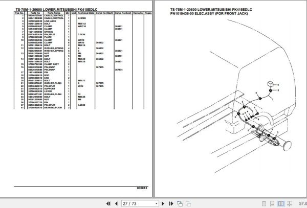 Tadano Telescopic Truck Crane TS 75M 1 20600 Lower Mitsubishi FK415EDLC Parts Catalog 2