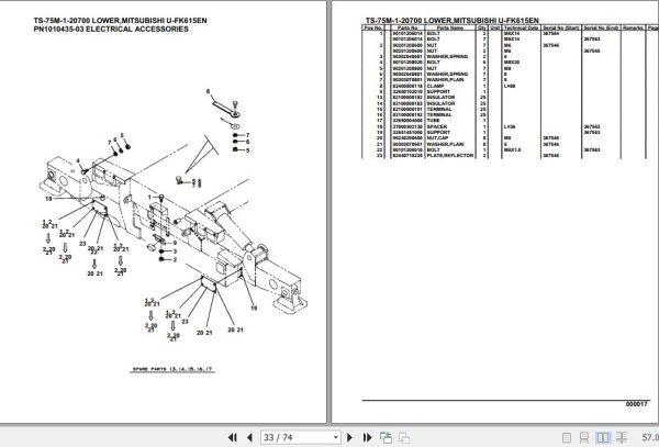 Tadano Telescopic Truck Crane TS 75M 1 20700 Lower Mitsubishi U FK615EN Parts Catalog 2