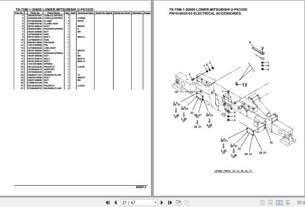 Tadano Telescopic Truck Crane TS 75M 1 20800 Lower Mitsubishi U FK335D Parts Catalog 2