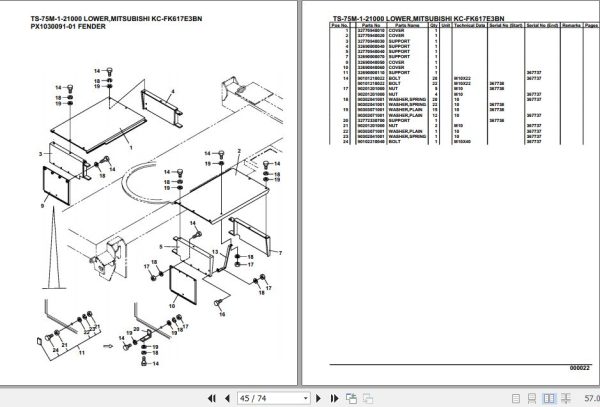 Tadano Telescopic Truck Crane TS 75M 1 21000 Lower Mitsubishi KC FK617E3BN Parts Catalog 2
