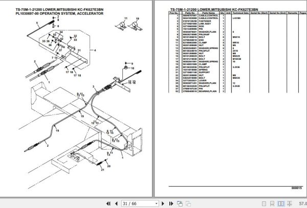 Tadano Telescopic Truck Crane TS 75M 1 21200 Lower Mitsubishi KC FK627E3BN Parts Catalog 2