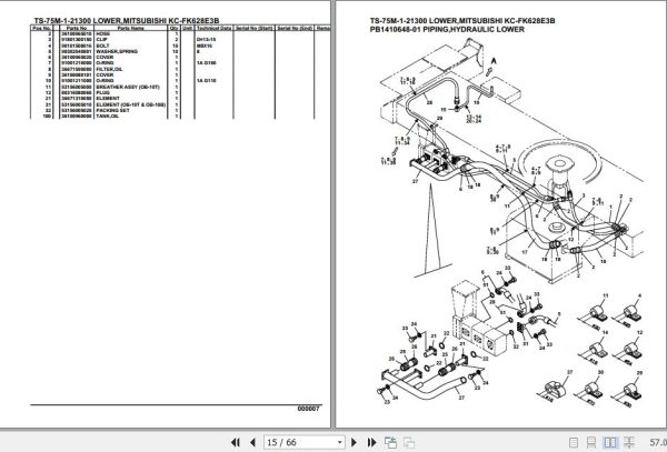 Tadano Telescopic Truck Crane TS 75M 1 21300 Lower Mitsubishi KC FK628E3B Parts Catalog 2