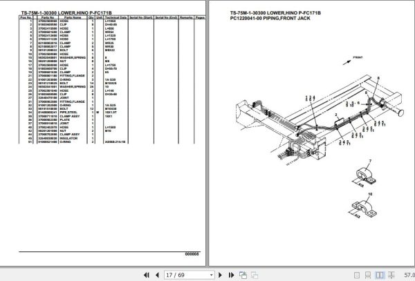 Tadano Telescopic Truck Crane TS 75M 1 30300 Lower Hino P FC171B Parts Catalog 2