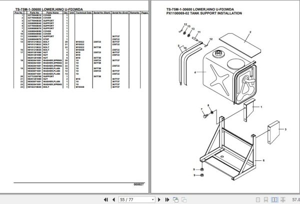 Tadano Telescopic Truck Crane TS 75M 1 30600 Lower Hino U FD3WDA Parts Catalog 2