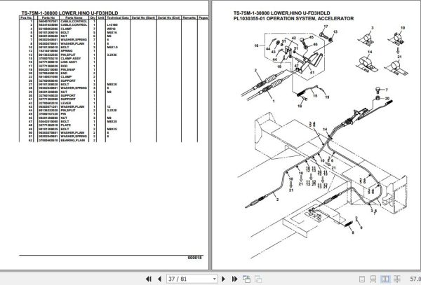 Tadano Telescopic Truck Crane TS 75M 1 30800 Lower Hino U FD3HDLD Parts Catalog 2