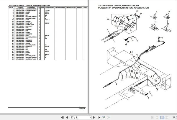 Tadano Telescopic Truck Crane TS 75M 1 30900 Lower Hino U FD3HDLD Parts Catalog 2