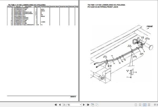 Tadano Telescopic Truck Crane TS 75M 1 31100 Lower Hino KC FD2JDBA Parts Catalog 2