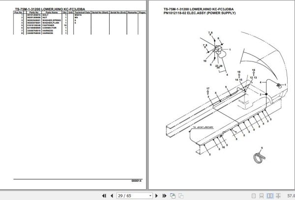 Tadano Telescopic Truck Crane TS 75M 1 31200 Lower Hino KC FC3JDBA Parts Catalog 2