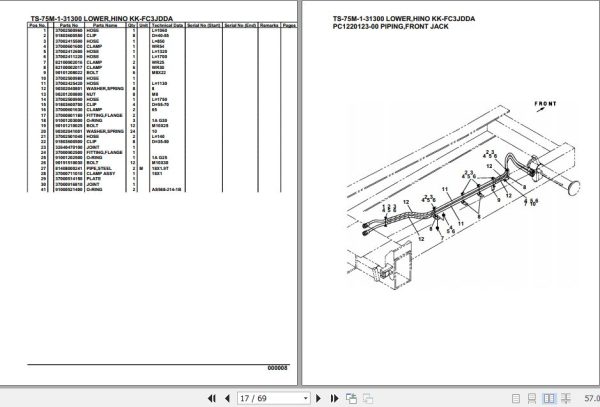 Tadano Telescopic Truck Crane TS 75M 1 31300 Lower Hino KK FC3JDDA Parts Catalog 2