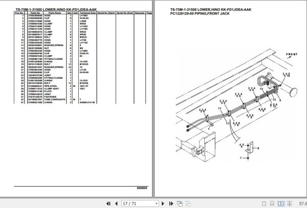 Tadano Telescopic Truck Crane TS 75M 1 31500 Lower Hino KK FD1JDEA AAK Parts Catalog 2