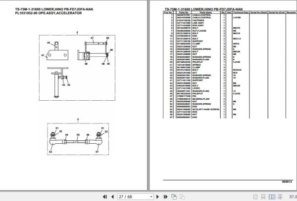 Tadano Telescopic Truck Crane TS 75M 1 31600 Lower Hino PB FD7JDFA NAK Parts Catalog 2