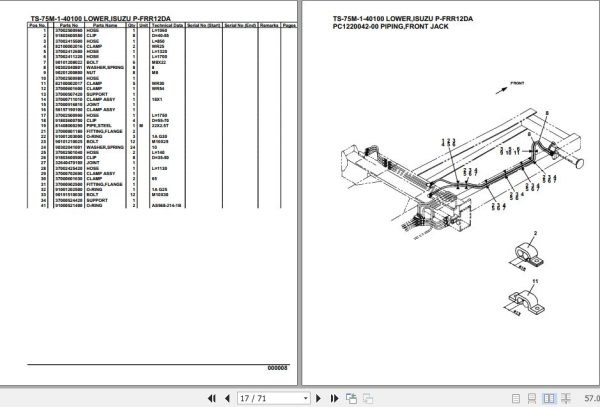 Tadano Telescopic Truck Crane TS 75M 1 40100 Lower Isuzu P FRR12DA Parts Catalog 2