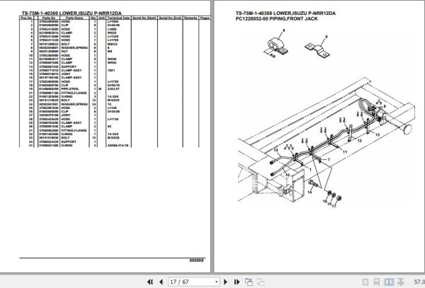Tadano Telescopic Truck Crane TS 75M 1 40300 Lower Isuzu P NRR12DA Parts Catalog 2