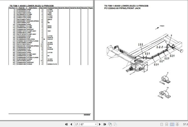 Tadano Telescopic Truck Crane TS 75M 1 40400 Lower Isuzu U FRR43DB Parts Catalog 2