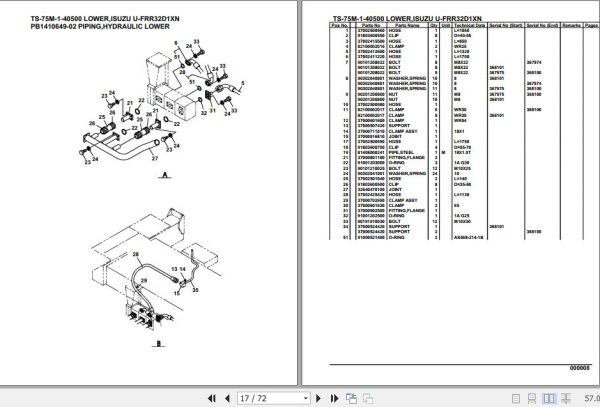 Tadano Telescopic Truck Crane TS 75M 1 40500 Lower Isuzu U FRR32D1XN Parts Catalog 2