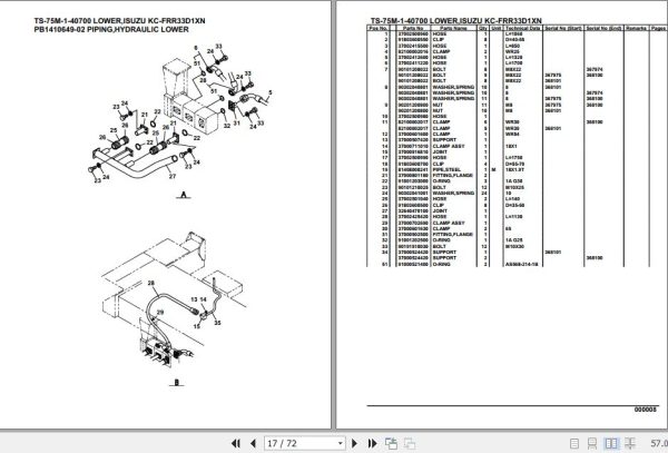 Tadano Telescopic Truck Crane TS 75M 1 40700 Lower Isuzu KC FRR33D1XN Parts Catalog 2