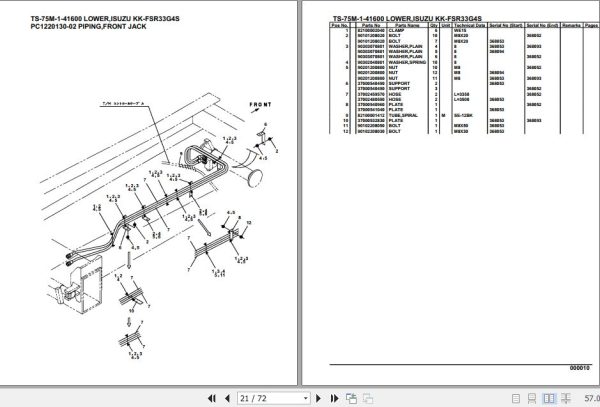 Tadano Telescopic Truck Crane TS 75M 1 41600 Lower Isuzu KK FSR33G4S Parts Catalog 2