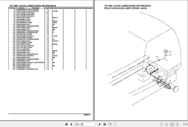 Tadano Telescopic Truck Crane TS 75M 1 42100 Lower Isuzu PB FRR35D3X Parts Catalog 2