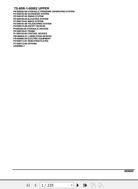 Tadano Telescopic Truck Crane TS 80R 1 00002 Upper Parts Catalog 1