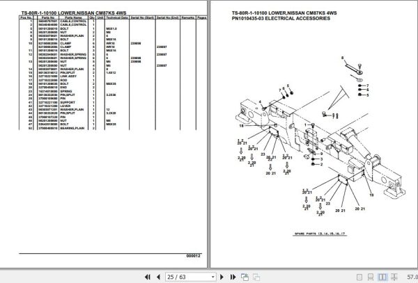 Tadano Telescopic Truck Crane TS 80R 1 10100 Lower Nissan CM87KS 4WS Parts Catalog 2