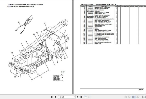 Tadano Telescopic Truck Crane TS 80R 1 10200 Lower Nissan W KJ210DN Parts Catalog 2
