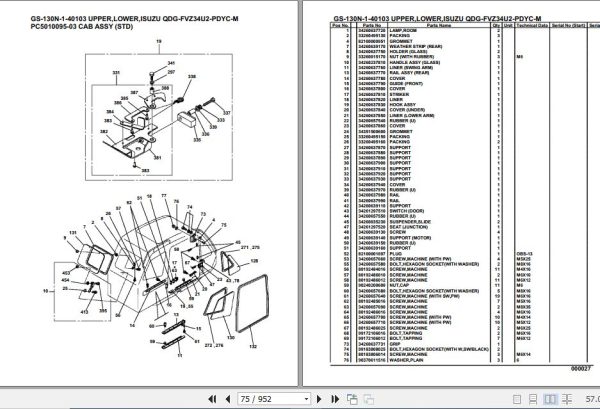 Tadano Truck Crane GS 130N 1 40103 Upper Lower Isuzu QDG FVZ34U2 PDYC M Parts Catalog 2