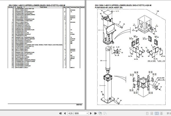 Tadano Truck Crane GS 130N 1 40213 Upper Lower Isuzu 2KG CYZ77CJ QX M Parts Catalog 2