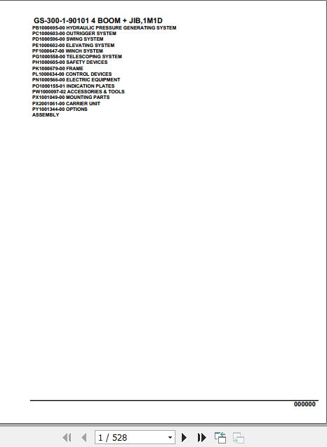 Tadano Truck Crane GS 300 1 90101 4 Boom Jib 1M1D Parts Catalog 1