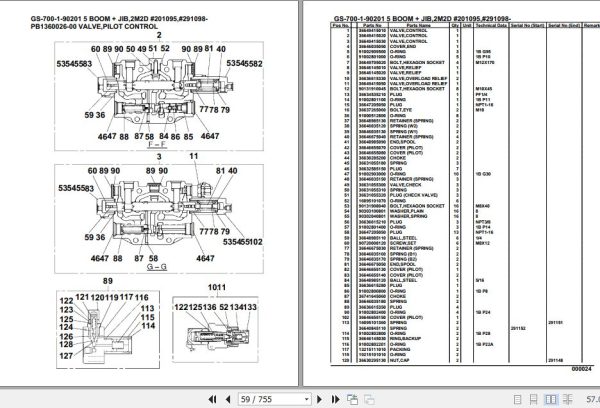 Tadano Truck Crane GS 700 1 90201 5 Boom Jib 2M2D 201095 291098 Parts Catalog 2