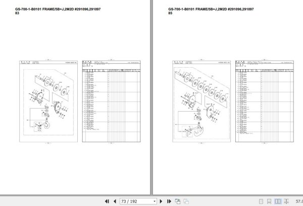Tadano Truck Crane GS 700 1 B0101 Frame 5B J 2M2D 291096 291097 Parts Catalog 2