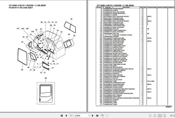 Tadano Truck Crane GT 300E 3 00101 4 Boom 2 Jib 2M2D Parts Catalog 2