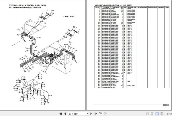 Tadano Truck Crane GT 350C 1 90101 4 Boom 2 Jib 2M2D Parts Catalog 2