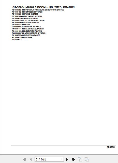 Tadano Truck Crane GT 550E 1 10202 5 Boom Jib 2M2D KG48UXL Parts Catalog 1